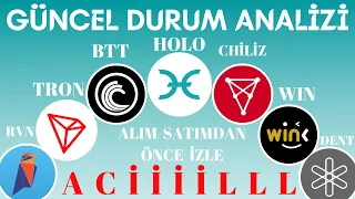 ACİİLL GÜNCEL ANALİZ. BİTTORRENT (BTT)- CHİLİZ - HOLO - RAVEN - TRON - DENT - WIN