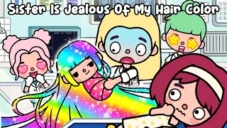 Sister Is Jealous Of My Hair Color 🌈💇‍♀️ Sad Story | Toca Life World | Toca Boca