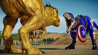 Captain America vs Godzilla & Golden Indominus Rex Battle | Super hero Dinosaur | JWE 2 Mods