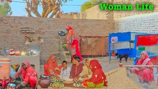 Village In Woman | Mud House In Woman Work | Village Life In Pakistan Punjab | Traditional Life