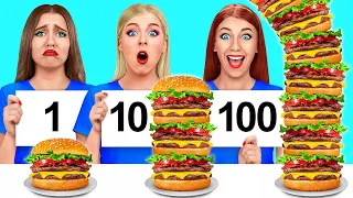 100 Schichten Nahrung Challenge | Mukbang von Multi DO Food Challenge
