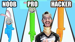 NOOB vs PRO vs HACKER en LONG NECK RUN | Juegos Luky