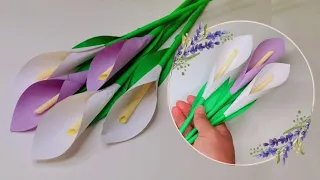 💐ЦВЕТЫ ИЗ БУМАГИ. КАЛЛЫ ЛИЛИИ Бумажные цветы🎁 Сувенир на 8 марта. DIY РУКОДЕЛИЕ ИДЕИ ДЛЯ ДОМА.🎀