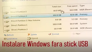 Instalare windows fără stick USB sau dvd