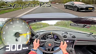 9000RPM Porsche Spyder RS meets AUDI RS7 on UNLIMITED AUTOBAHN!