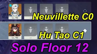 Solo Spiral abyss Neuvillette C0 & Hu Tao C1 Floor 12 genshin impact