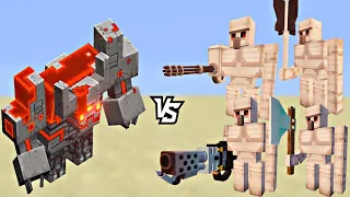 Epic Minecraft Battle:Redstone monstrosity vs duo of every late game golem #minecraft #gaming #viral