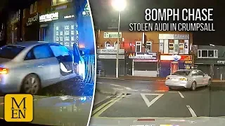 High speed Manchester police chase ends with Audi smashing into railings