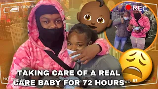 VLOG|Taking care of a real care baby for 72 hours!!😳