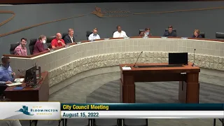 August 15, 2022 Bloomington City Council Meeting