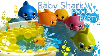 Baby Shark Pool Party Fun | Kids learn colors with baby Shark | Water Games | Shark Toys