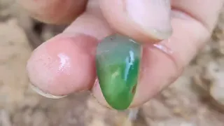 Diamonds and emeralds emerge from crevices in rocks after torrential rain (looking for treasures)