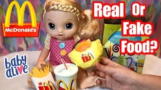 Baby Alive video eating McDonalds HAPPY MEAL GIRL interactive food and feeding surprise toy