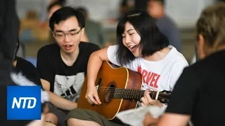 Hong Kong protesters sing Christian hymn, tidy streets as they appeal for freedom