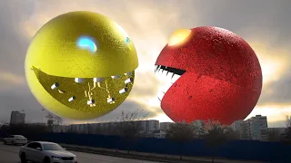 Pacman vs Red Monster Pacman in Real Life. GIANTS PAСMAN