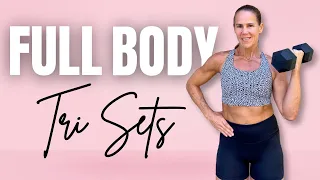 45 MIN TRISETS Full Body Workout | with Dumbbells Strength Training