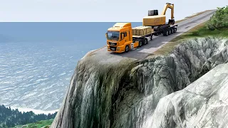 Trucks Vs Unfinished Cliff Road #2 #beamngdrive #beamngcrashes #carvs #beamng #truck