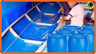 Amazing Boat Transformation From Plastic Drums | Start to Finish by @araujocaiaque