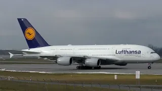 Lufthansa Airbus A380 takeoff at Munich Airport | D-AIMH