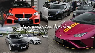 Supercars Accelerating, départ jrs car passion, 458 speciale, Lamborghini aventador ultimae, r8...