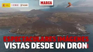 Las espectaculares imágenes de un dron en La Palma: Así es el nuevo terreno que ha dejado la lava