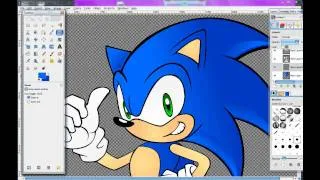 Coloring Sonic with paths tool (Gimp)