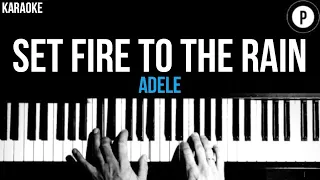 Adele - Set Fire To The Rain Karaoke SLOWER Acoustic Piano Instrumental Cover Lyrics