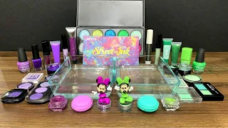 Green vs Purple - Mixing Eyeshadow Makeup into Slime | Satisfying Slime Videos | ASMR 60