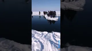 Оторвала лёд в Охотске  22.01.2019 Сахалин