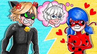 Catnoir Is Jealous Of Miraculous Ladybug And Catblanc | 슬픈 오리진 러브 스토리 | 재미있는 스톱 모션 만화 | Annie Korea