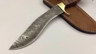 GB513 DAMASCUS STEEL CUSTOM HAND MADE HUNTING KUKRI/MACHETE STYLE KNIFE 13" GRIZZLY BLADES