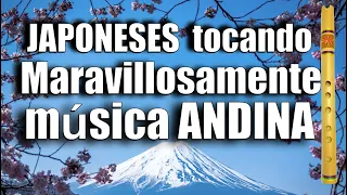 Japoneses tocando música andina con quena y zampoña "ANAVIA"