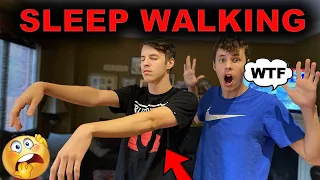 SLEEP WALKING PRANK ON TWIN BROTHER (FUNNY REACTION)