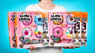 Otwórz, ozdób i rozgnieć - Smash Poopsie Slime Donuts - DUŻY zestaw! 🍩