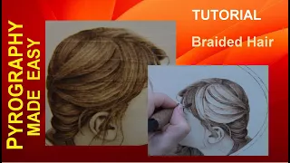 Wood burning - Braided Hair - pyrography tutorial