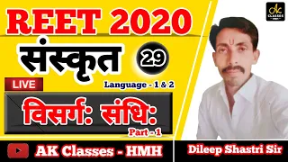 REET 2020 | विसर्ग: संधि:  Part - 1 | Sanskrit Translation | Lecture - 29 | By - Dileep Shastri Sir