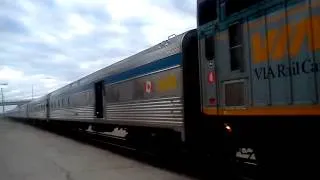 Via rail pulls into Portage la Prairie station