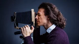 Taking my portrait on my own 4x5 Large Format