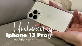 iPhone 13 Pro (Silver) Unboxing + Accessories 🌸📱 ♡