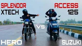 SPLENDOR XTECH vs ACCESS 125 🤩| amazing battle 🔥|