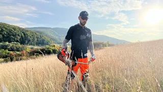 Husqvarna 545 RX cutting big dry grass with 3,3 trimmer line.(Motocoasa Husqvarna.)