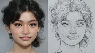 The Beauty of Precision: Drawing a Flawless Girl's Portrait @onepencildrawing