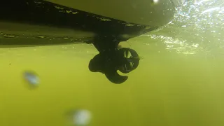 Electric motor on inflatable kayak