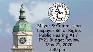 05-21-2020 Taxpayer Bill of Rights Public Hearing #1 / FY21 Budget Review