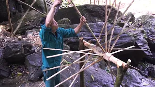 water wheel - bamboo product - forest life - 15 days camping - 365 days in the forest