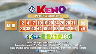 Tirage du midi Keno® du 25 octobre 2023 - Résultat officiel - FDJ