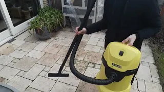 vacuuming the garden with my karcher wd3