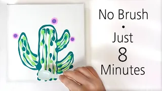 (140) How to draw cactus without brush _ Fluid acrylic _ Designer Gemma77