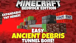 Minecraft Bedrock: ANCIENT DEBRIS Tunnel Bore Tutorial! MCPE Xbox PC Ps4