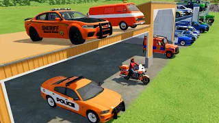 TRANSPORTING CARS, AMBULANCE, POLICE CARS, FIRE TRUCK, MONSTER TRUCK OF COLORS! WITH TRUCKS! - FS 22